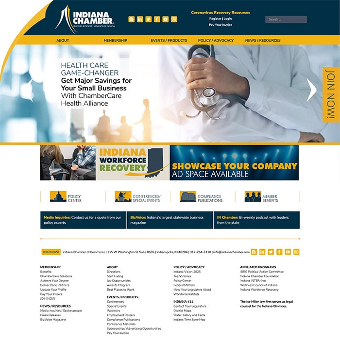Indiana Chamber of Commerce WordPress Website Design