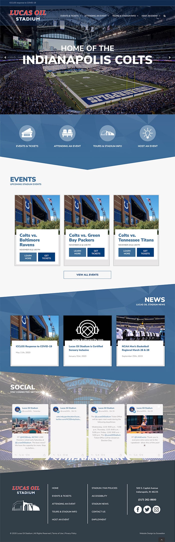 Lucas Oil Stadium WordPress Website Design