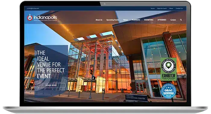 Award-Winning Indianapolis Website Design for Indiana Convention Center. Modern Indianapolis website design project for the Indiana Convention Center by Exceedion