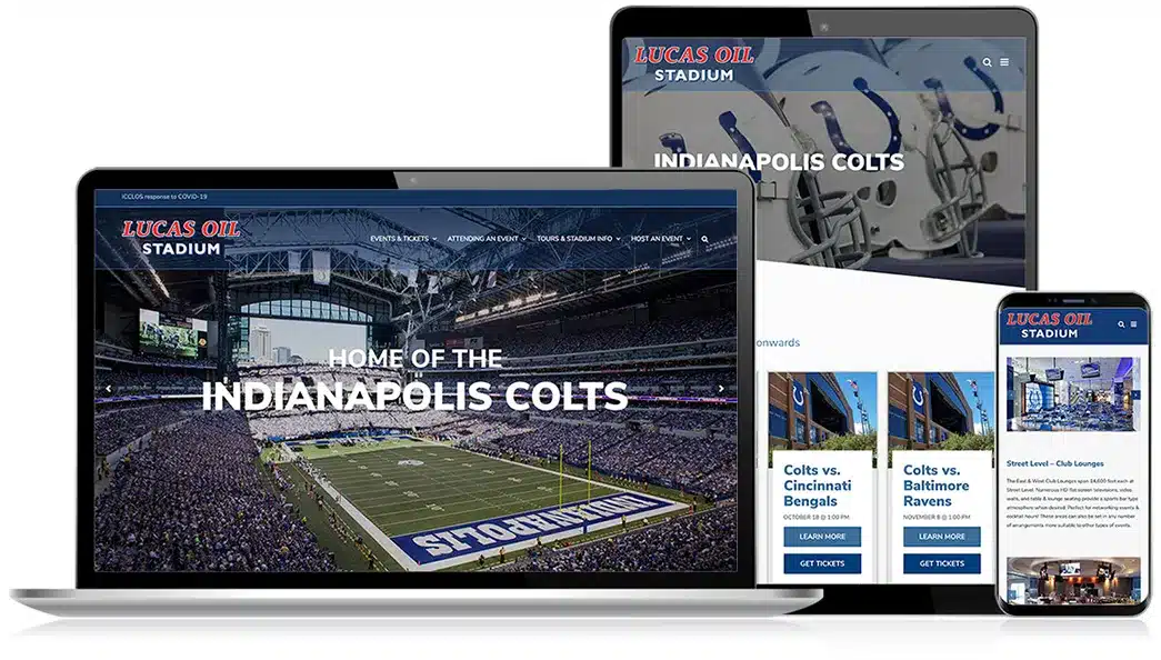 Professional Indianapolis website design for Lucas Oil Stadium by Exceedion.