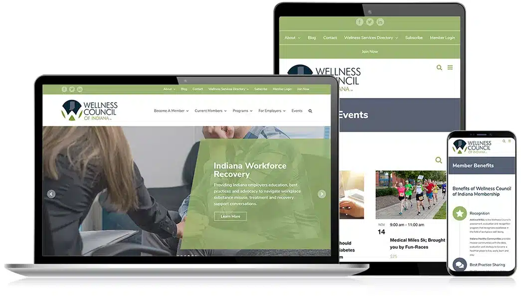 Wellness Council of Indiana website design by Exceedion, an Indianapolis web design agency delivering modern, user-friendly digital experiences.