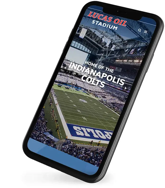 Responsive Indianapolis Web Design for Lucas Oil Stadium. Mobile-friendly Indianapolis web design for Lucas Oil Stadium by Exceedion.