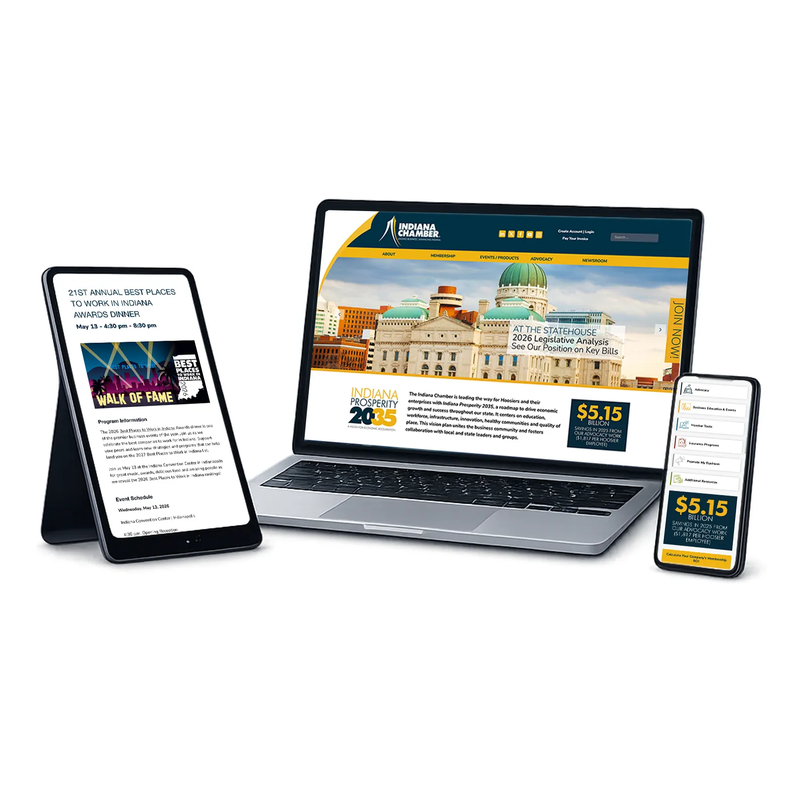 Indiana Chamber of Commerce Web Design by Exceedion