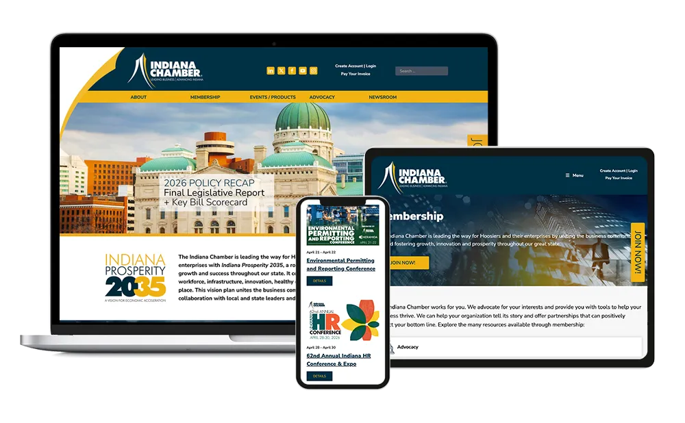 Indiana Chamber of Commerce Website Design by Exceedion